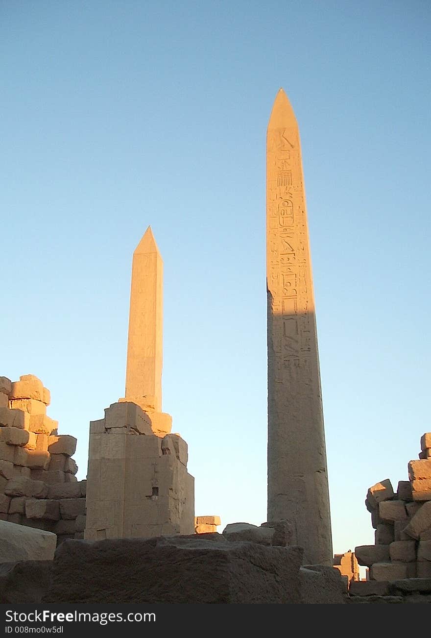 Egypt - Luxor - Karnak temple obelisks. Egypt - Luxor - Karnak temple obelisks