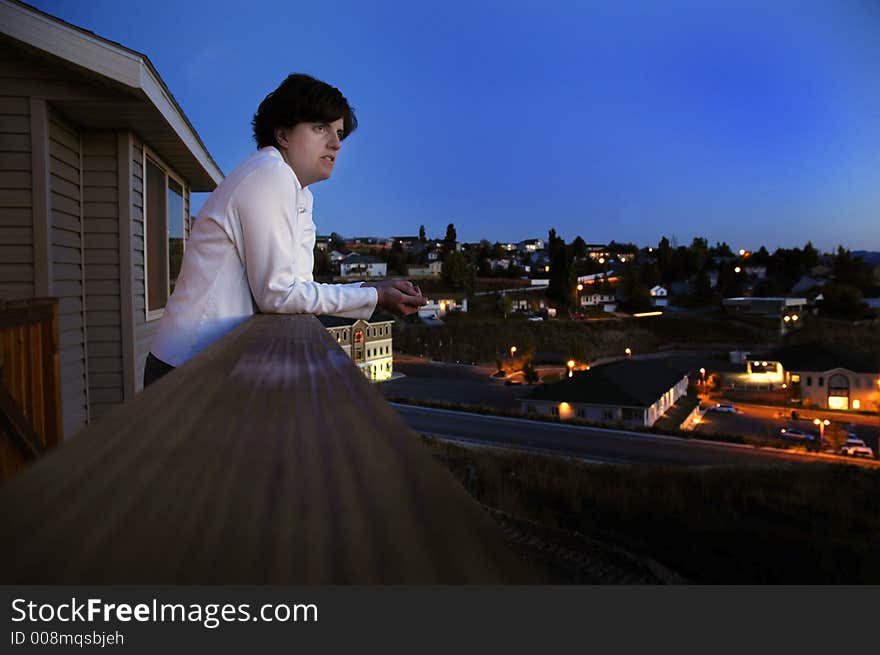 Woman Looking at city View