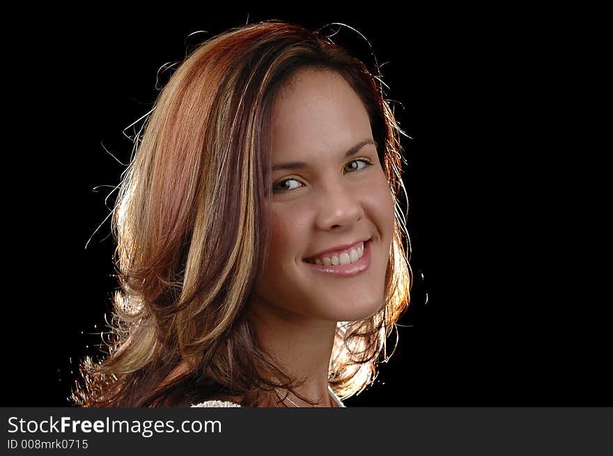 Portrait of Young Woman with Black background