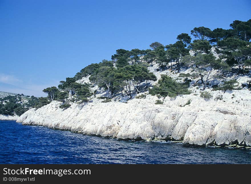 Picturesque cliffs on mediterranean sea, near La Ciotat, french riviera. Picturesque cliffs on mediterranean sea, near La Ciotat, french riviera