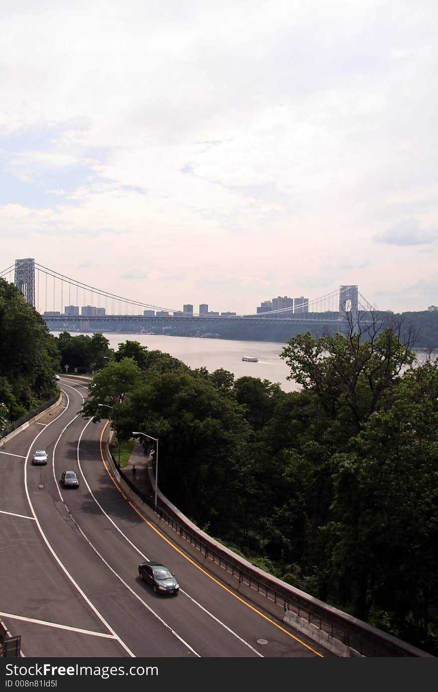 Roadway with George Washington Bridge - New York. Roadway with George Washington Bridge - New York