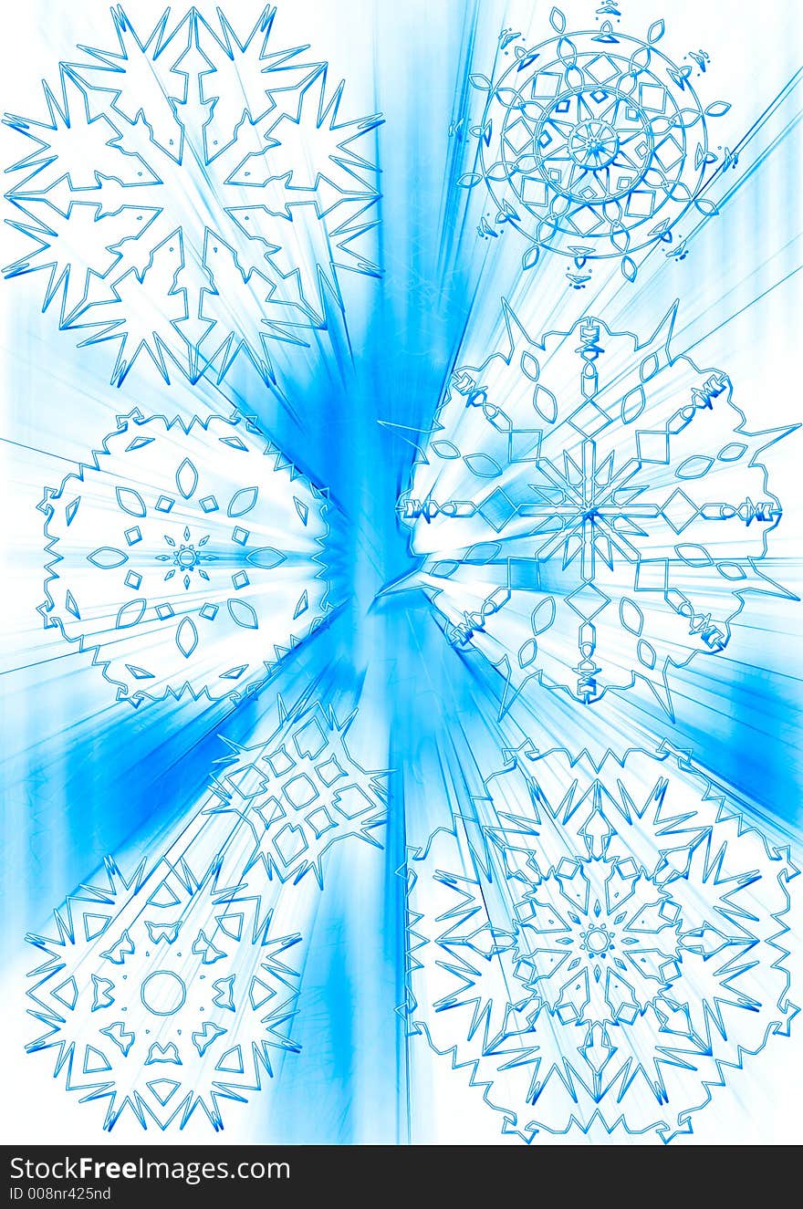 Falling snowflakes illustration with movement and wire shapes. Falling snowflakes illustration with movement and wire shapes