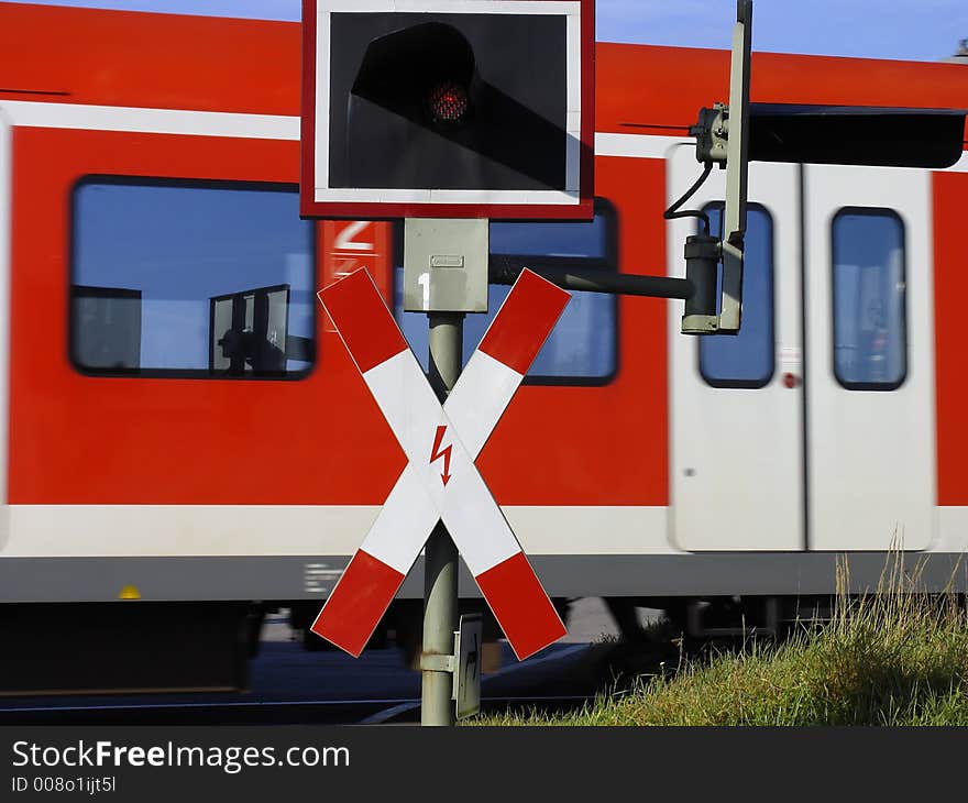 Traffic light on the road cross