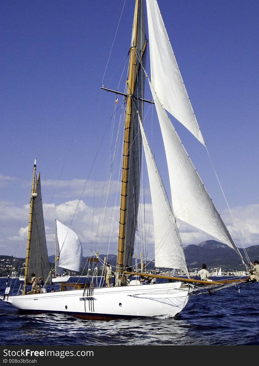 Classic sailing yacht Veronique in a light breeze