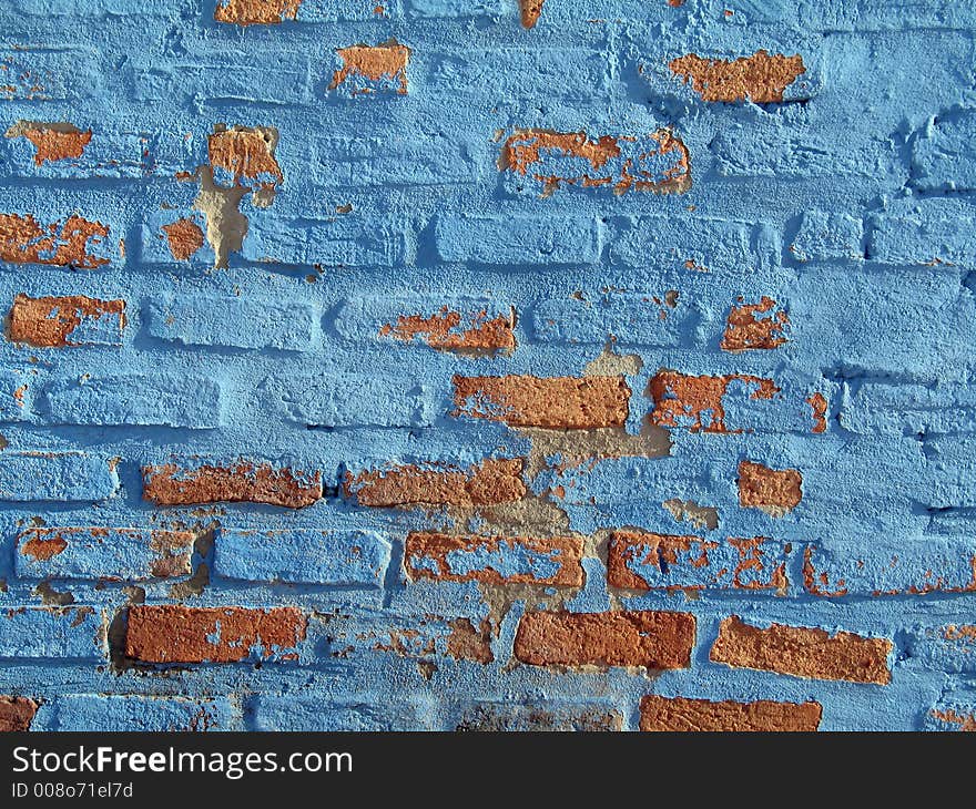 Blue wall of bricks spoiled