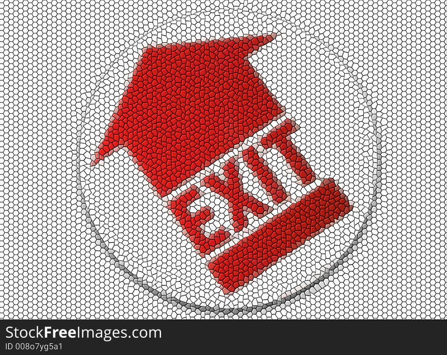 Photo of an exit symbol 
edited to create a mosiac tile effect