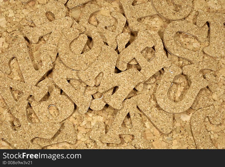 Photo of Cork Letter Cutouts - Background. Photo of Cork Letter Cutouts - Background