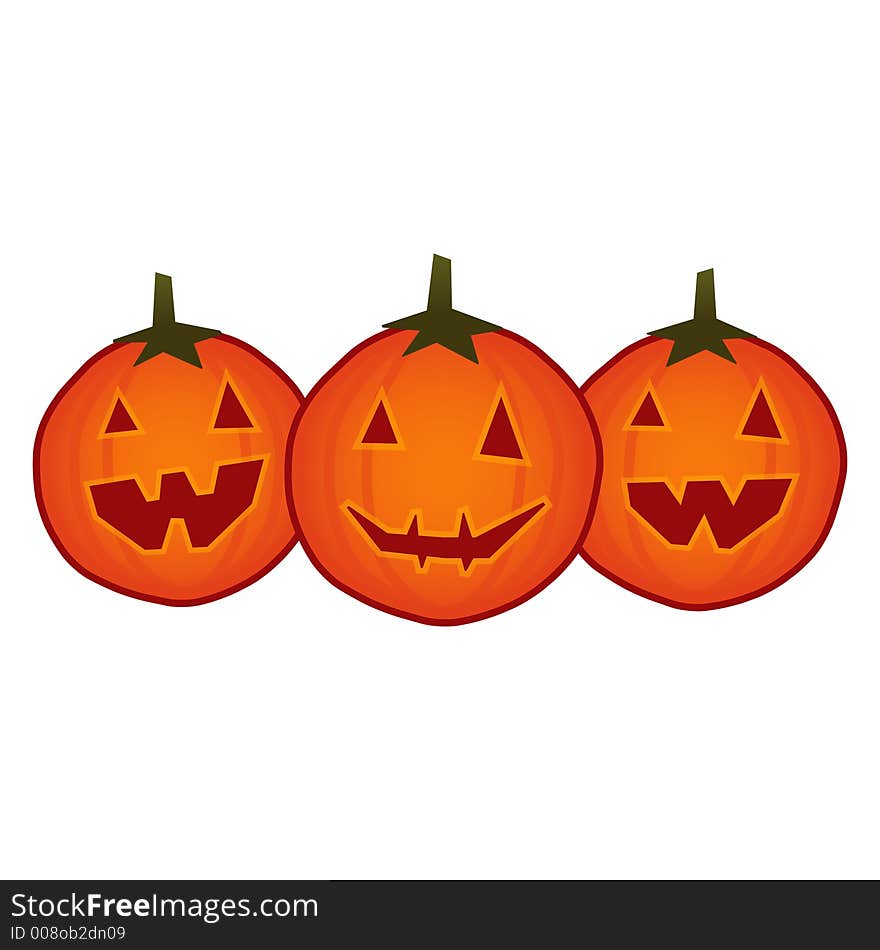 Three Halloween Pumpkins with different expressions. Three Halloween Pumpkins with different expressions