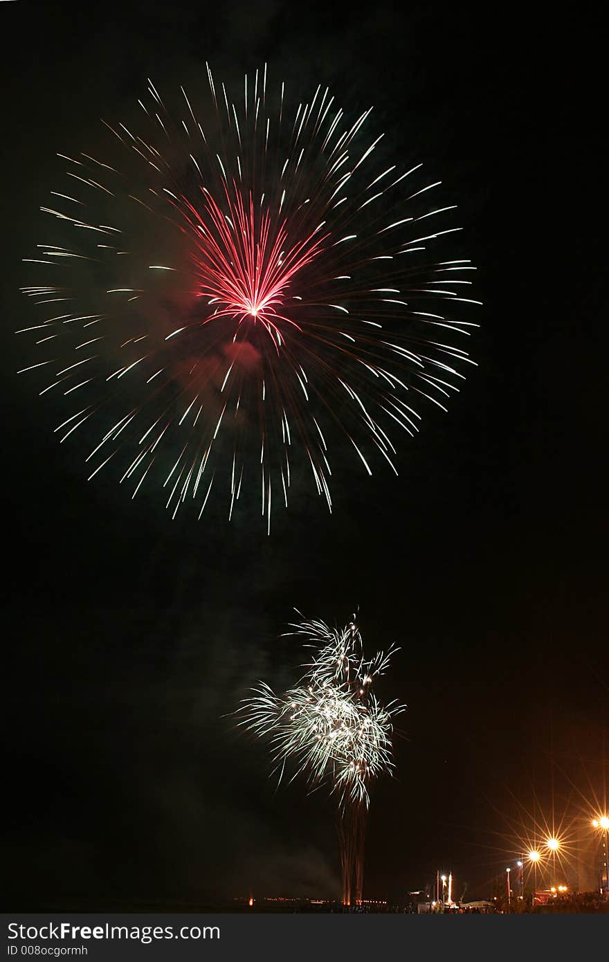 Firework in a beach party in Portugal