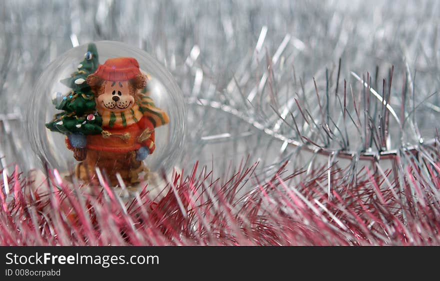 Toy dog with christmas tree