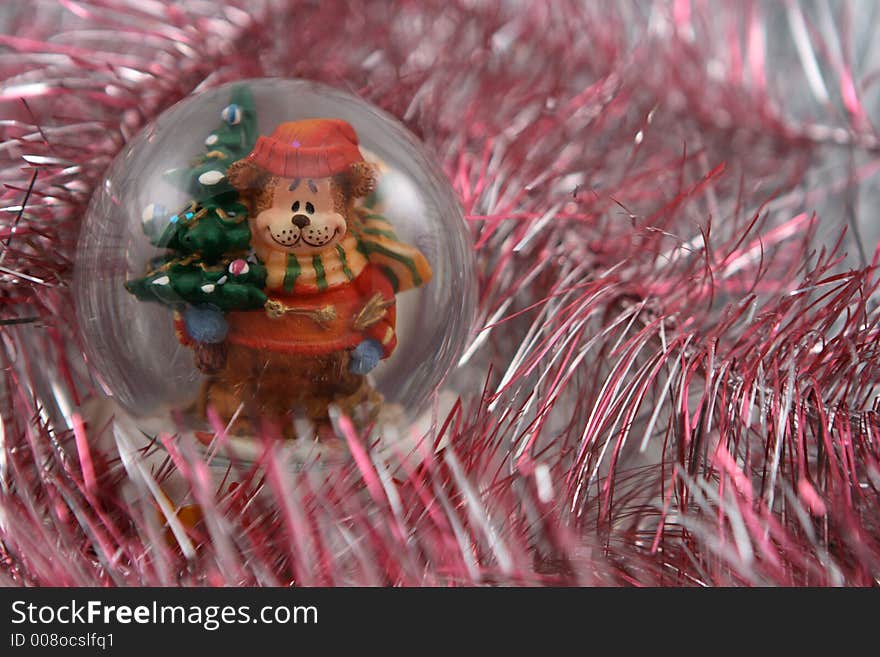 Toy dog with christmas tree