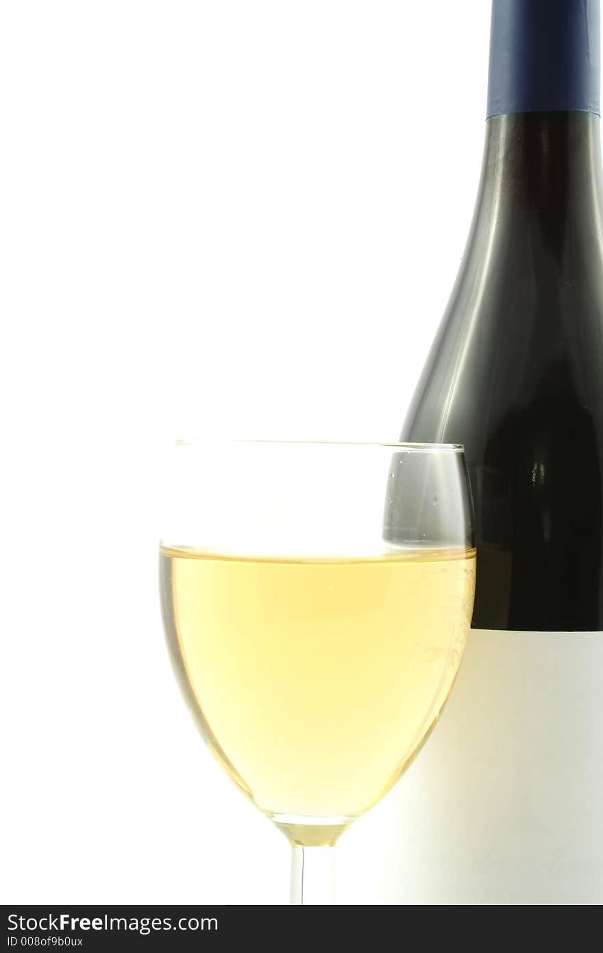 Wine bottle against a white background