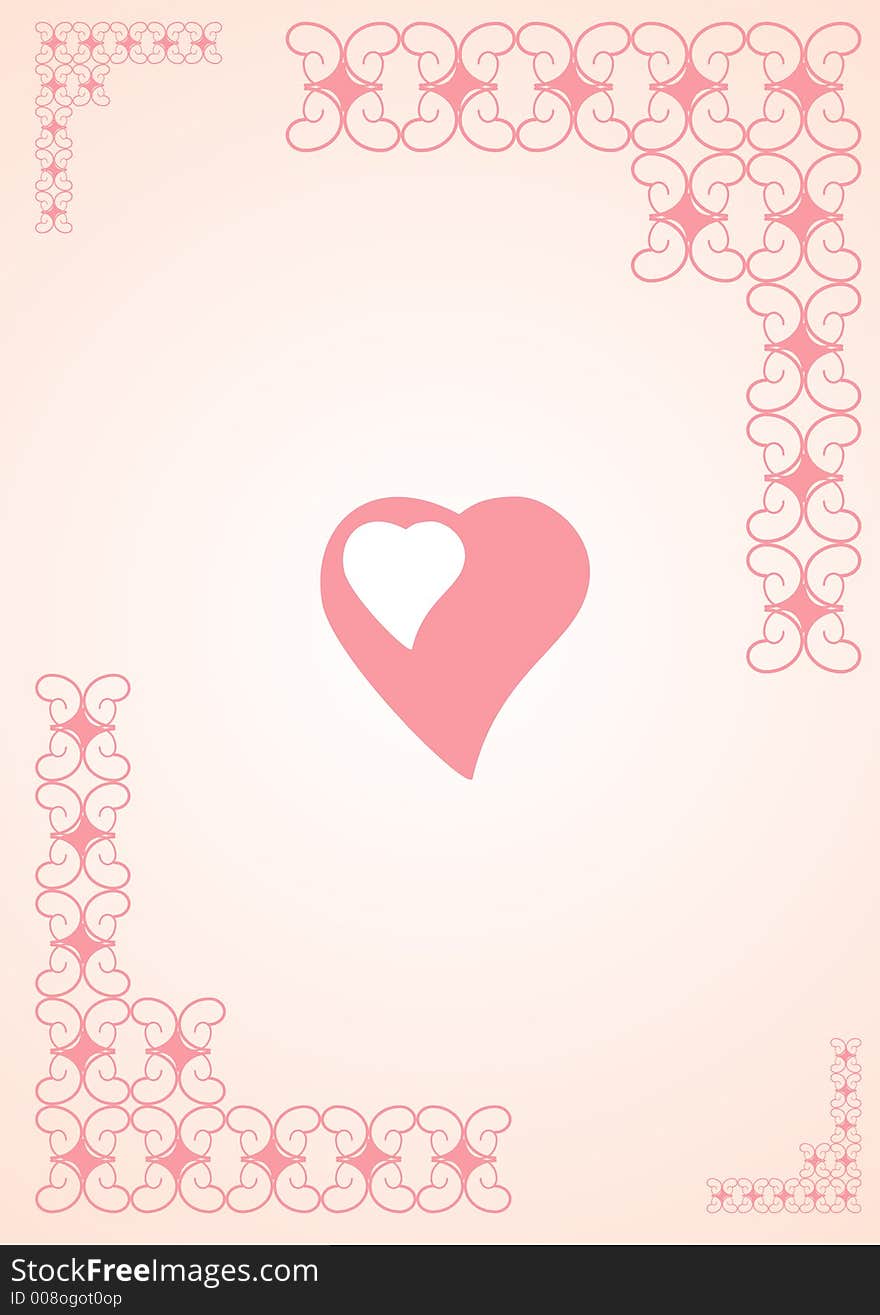 Abstract pink border with heart