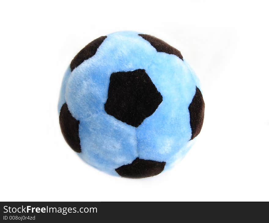 Blue soccer ball over white background