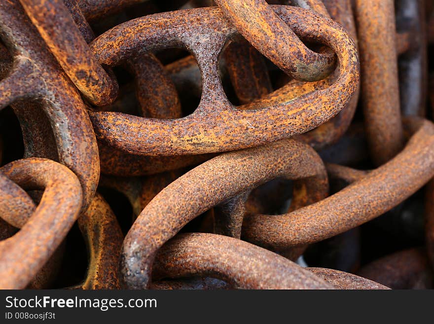 In a harbor in denmark  a rusted  chain. In a harbor in denmark  a rusted  chain