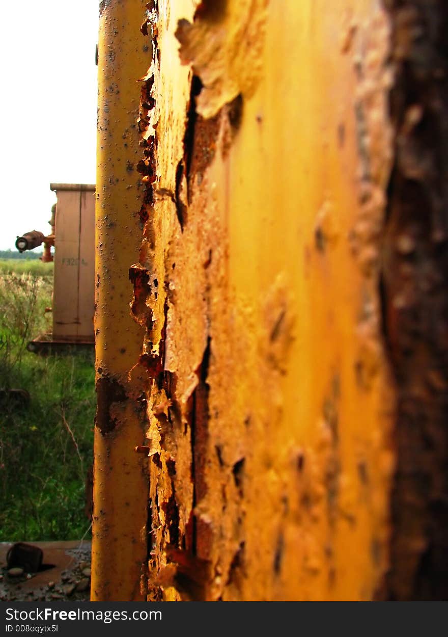 Deserted rusty container with peeling shell. Deserted rusty container with peeling shell