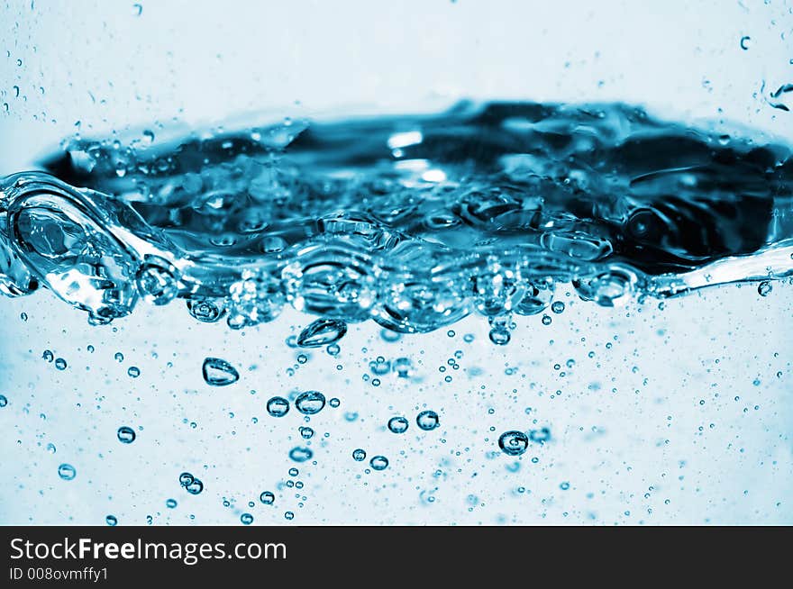 Closeup of fresh blue water bubbles. Closeup of fresh blue water bubbles