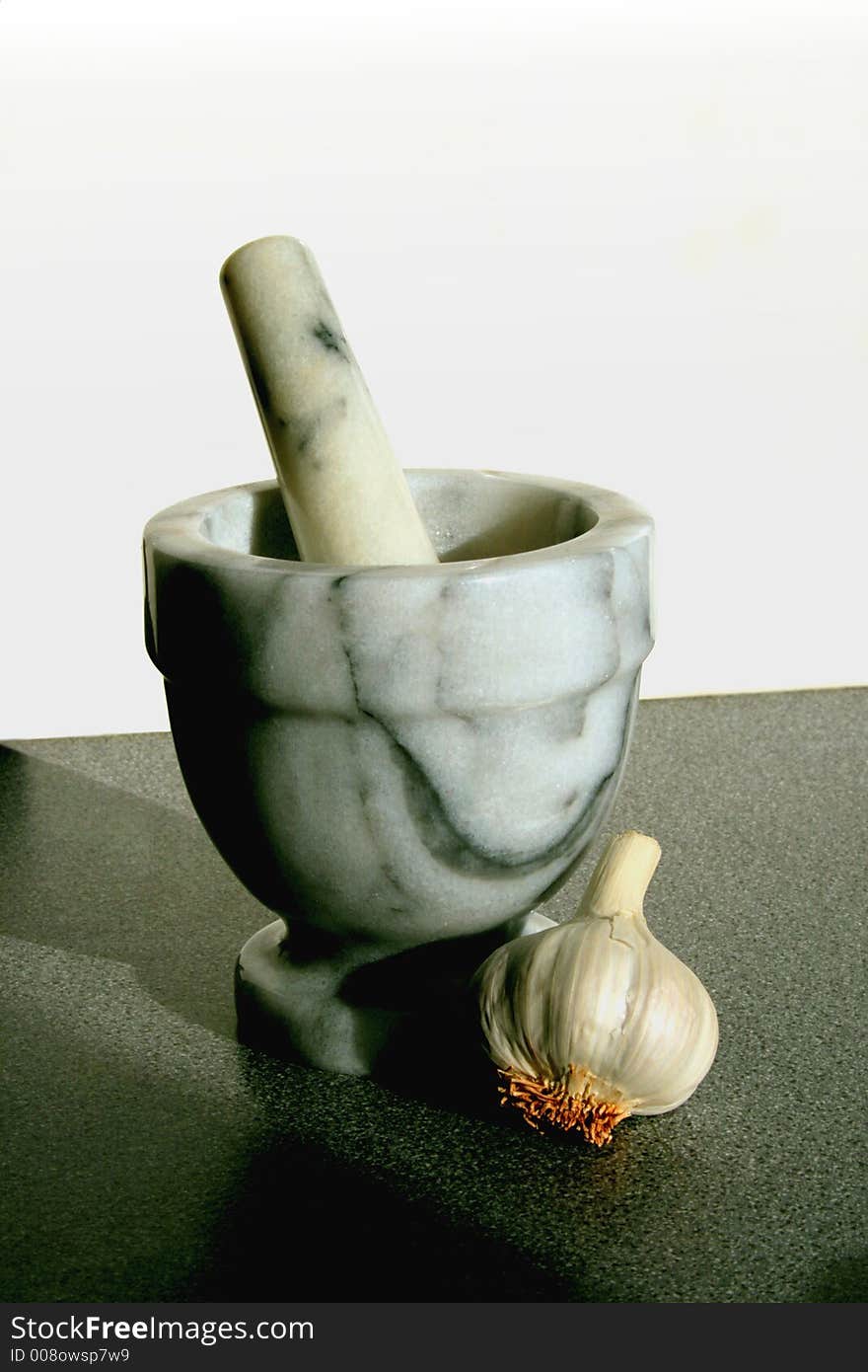 Pestle and Mortar with Garlic