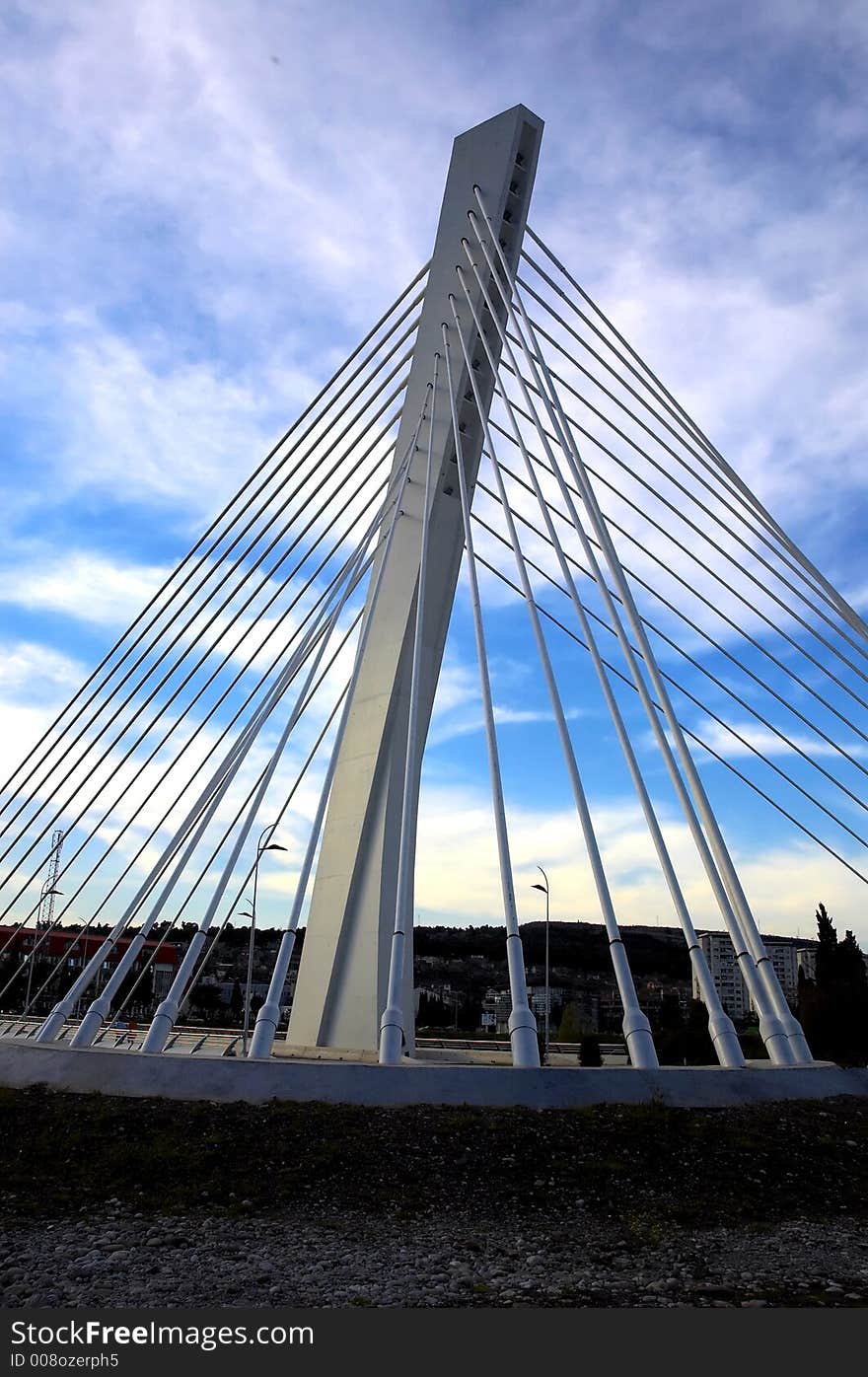 Side view of bridge in modern style. Side view of bridge in modern style