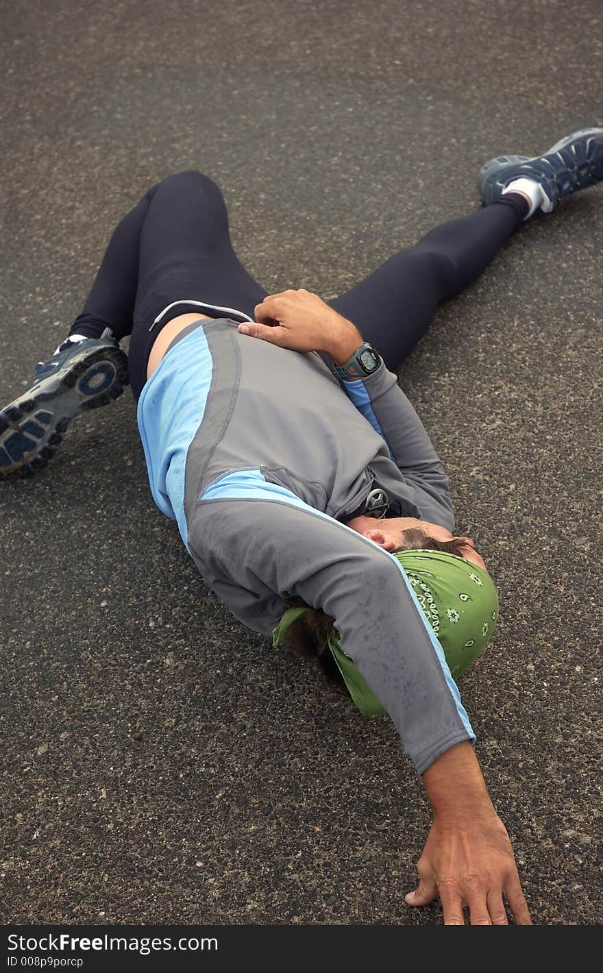 A runner getting ready to run a race. A runner getting ready to run a race