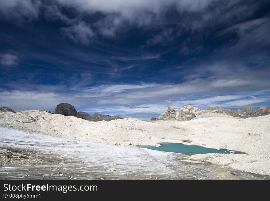 The loneliness of the land of Pale San Martino in Dolomites Mountains. The loneliness of the land of Pale San Martino in Dolomites Mountains