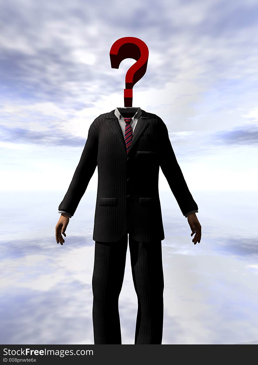 A conceptual image of a man with a question mark for a head. A conceptual image of a man with a question mark for a head.