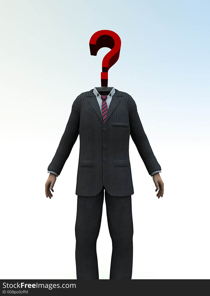 A conceptual image of a man with a question mark for a head. A conceptual image of a man with a question mark for a head.