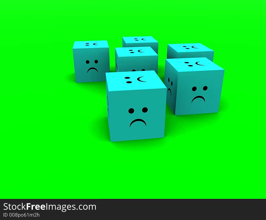 A conceptual image of some very sad looking cubes. A conceptual image of some very sad looking cubes.