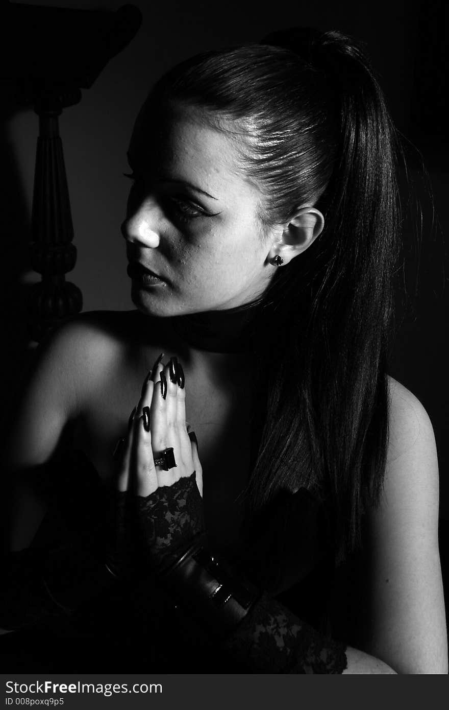 Portrait of gothic girl Praying