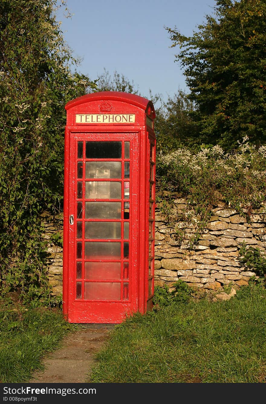 Red Phone Box in country location vertical format