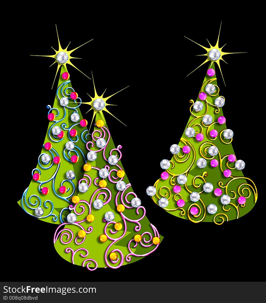 Illustration of Whimsical geometric Christmas trees. Illustration of Whimsical geometric Christmas trees