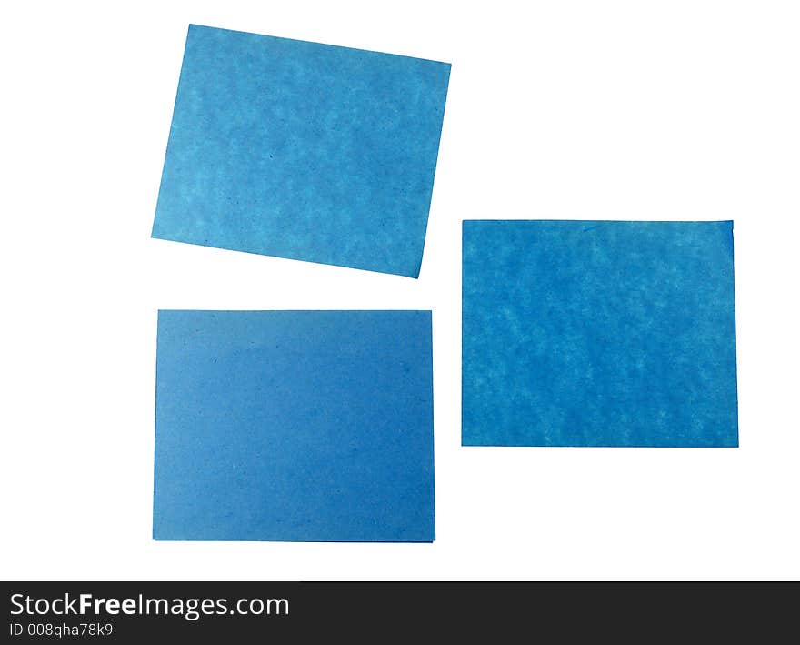 Blank blue notice cards on pure white background. Blank blue notice cards on pure white background