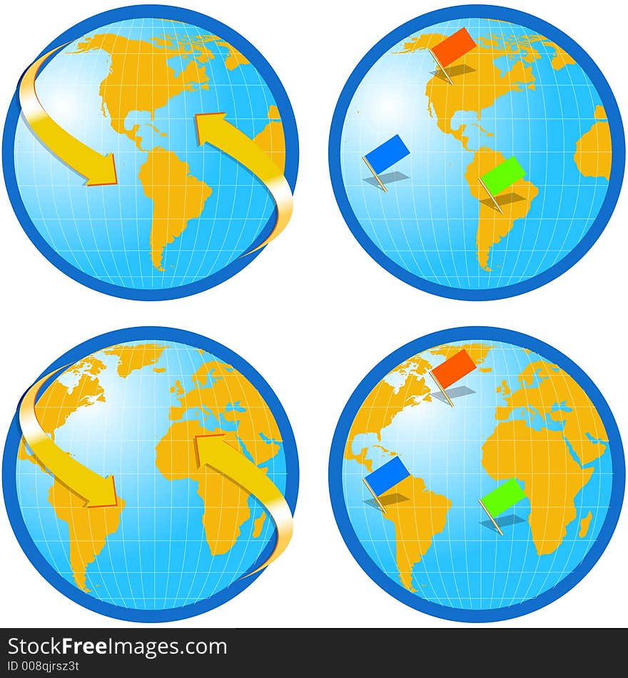 Globe World Map - two hemispheres