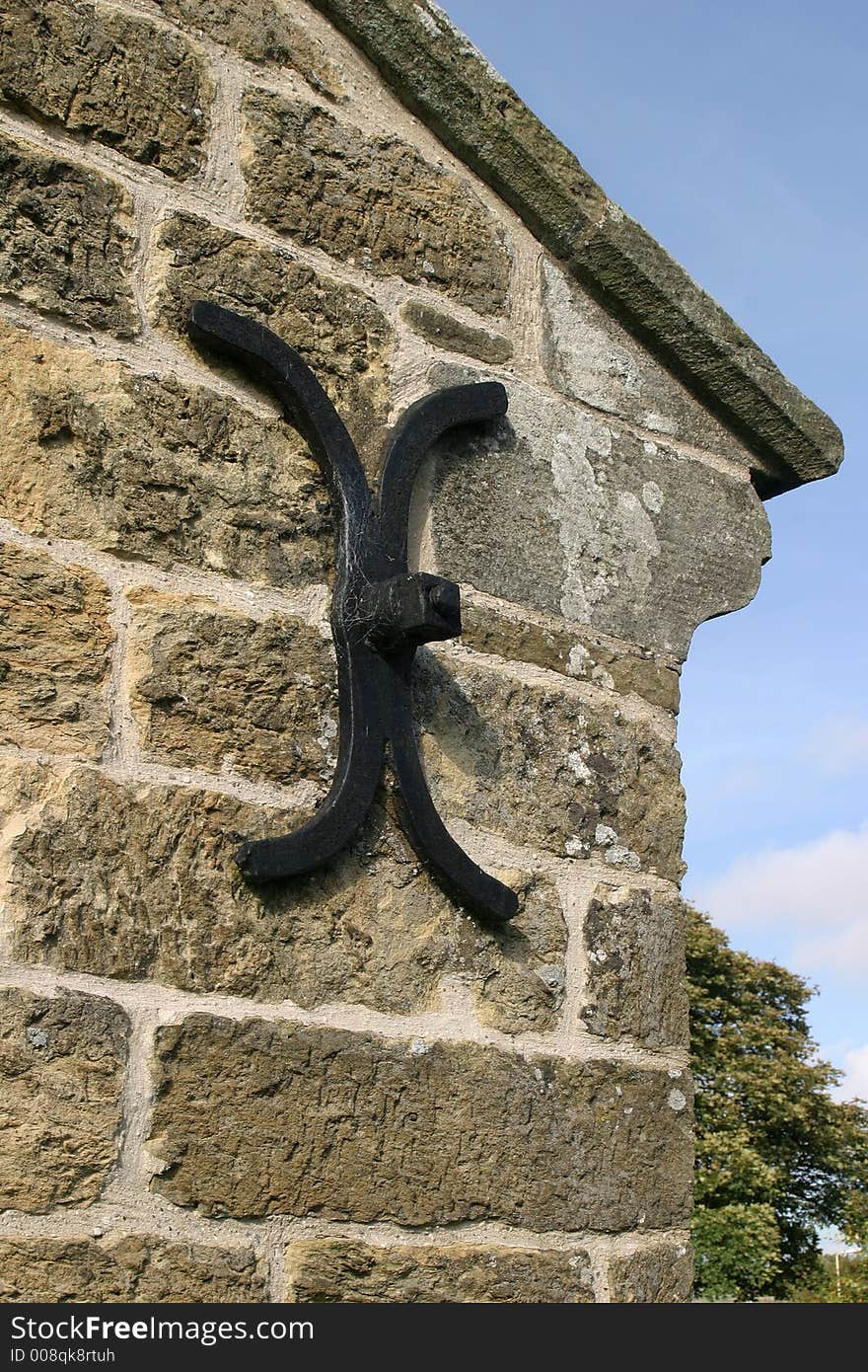 Retaining strap at Cayton Church, North Yorkshire