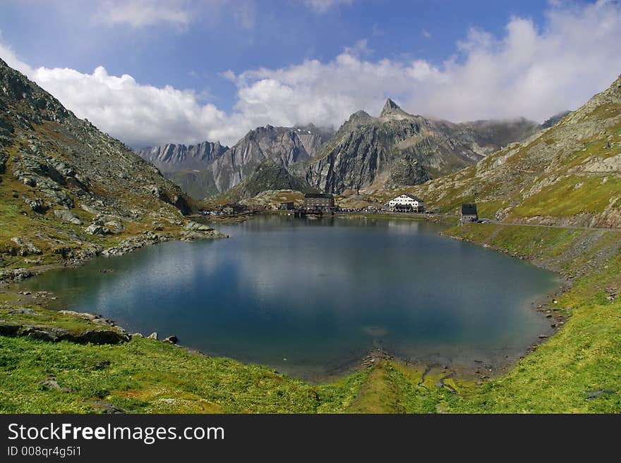 Swiss mountaint lake landscape