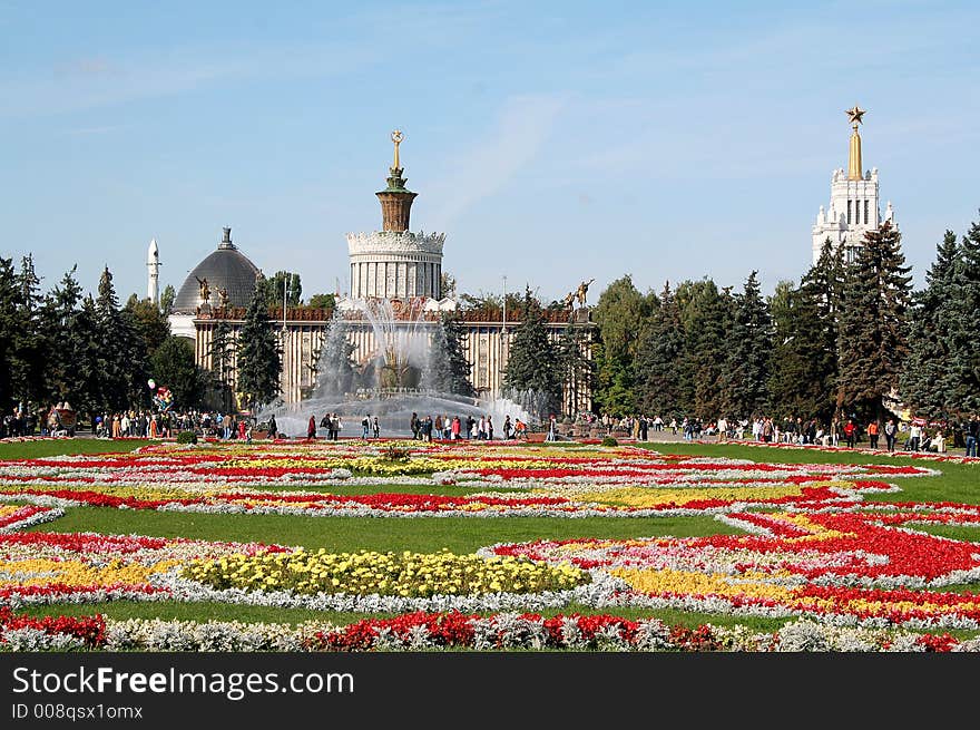 Flower-bed, Fontain and Exhibition Pavilions. Flower-bed, Fontain and Exhibition Pavilions