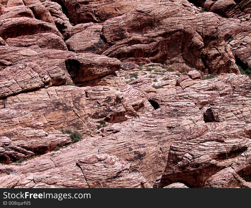 A Close-up View Of A Red Mountain At Red Rock Canyon Near Las Vegas Nevada. A Close-up View Of A Red Mountain At Red Rock Canyon Near Las Vegas Nevada