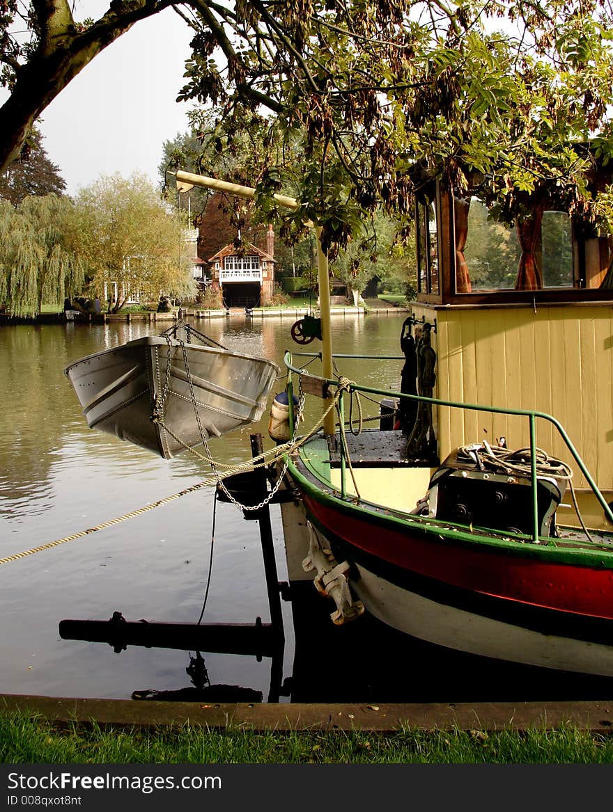 Boat Moored On A Riverbank