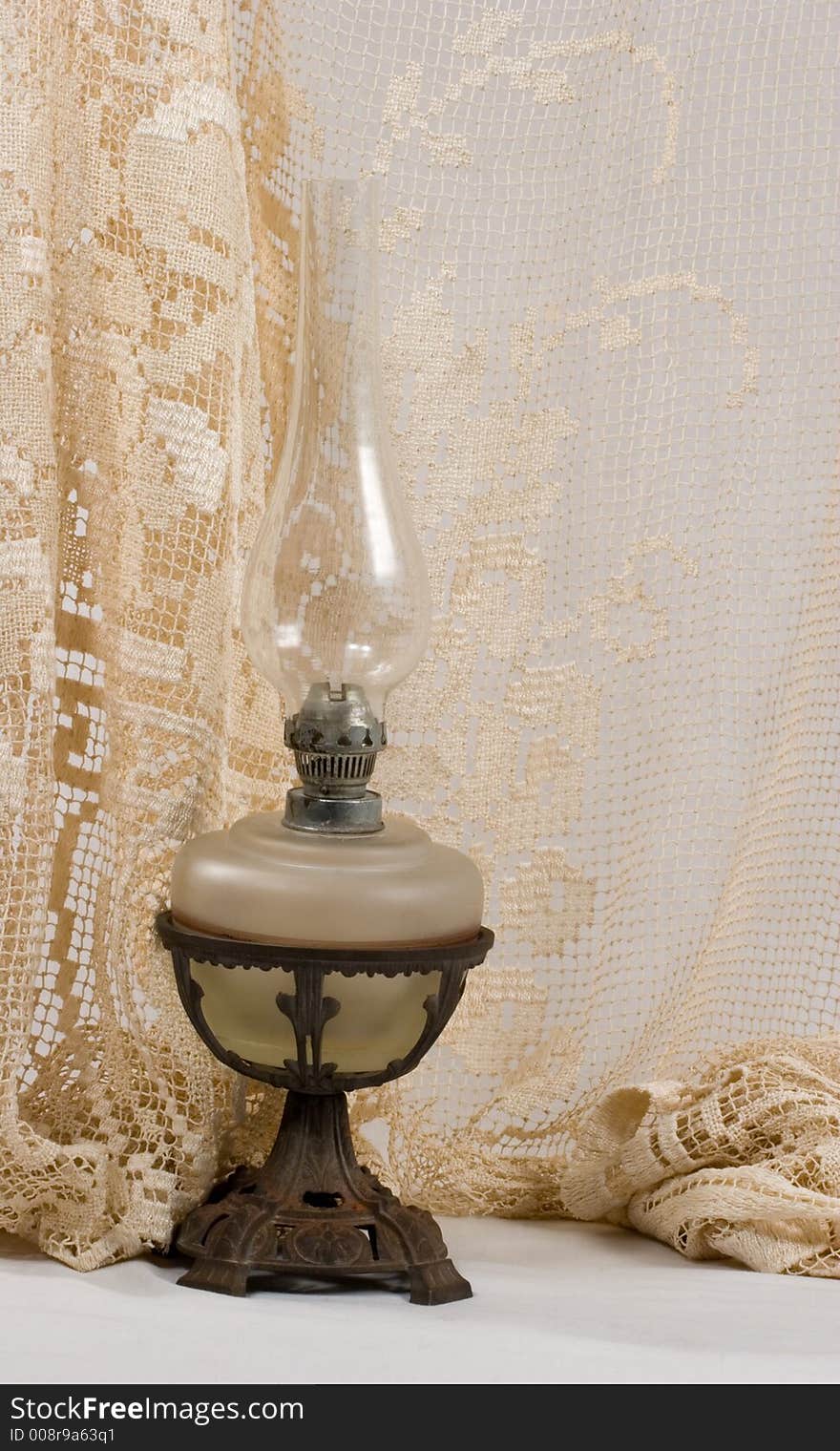 Old kerosene lamp on iron case