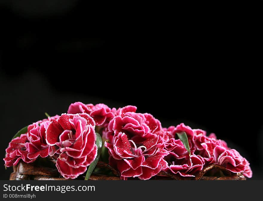 A Red flower bouquet over black background