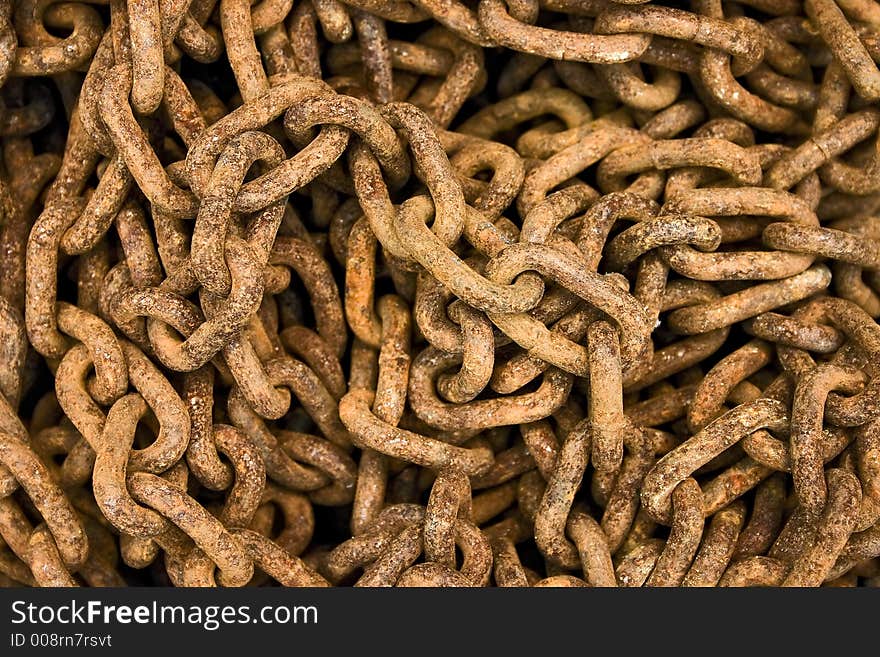 Close-up of an old Rusted iron chain