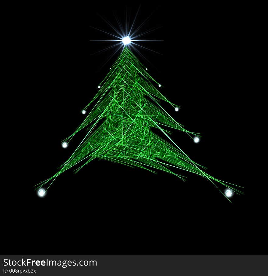 Fractal abstract - christmas tree (with star and decorations)