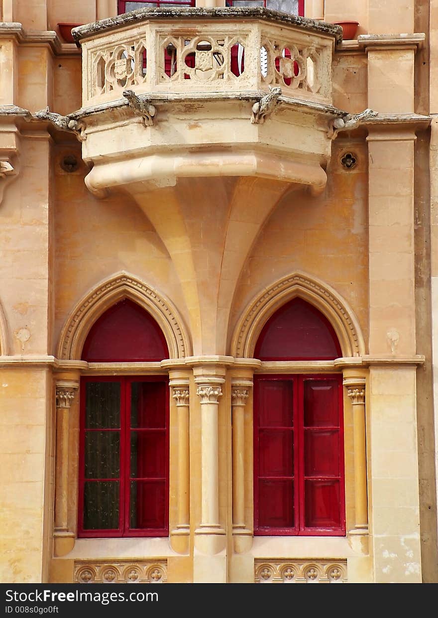 Detail of various buildings in Malta's medieval city of Mdina. Detail of various buildings in Malta's medieval city of Mdina