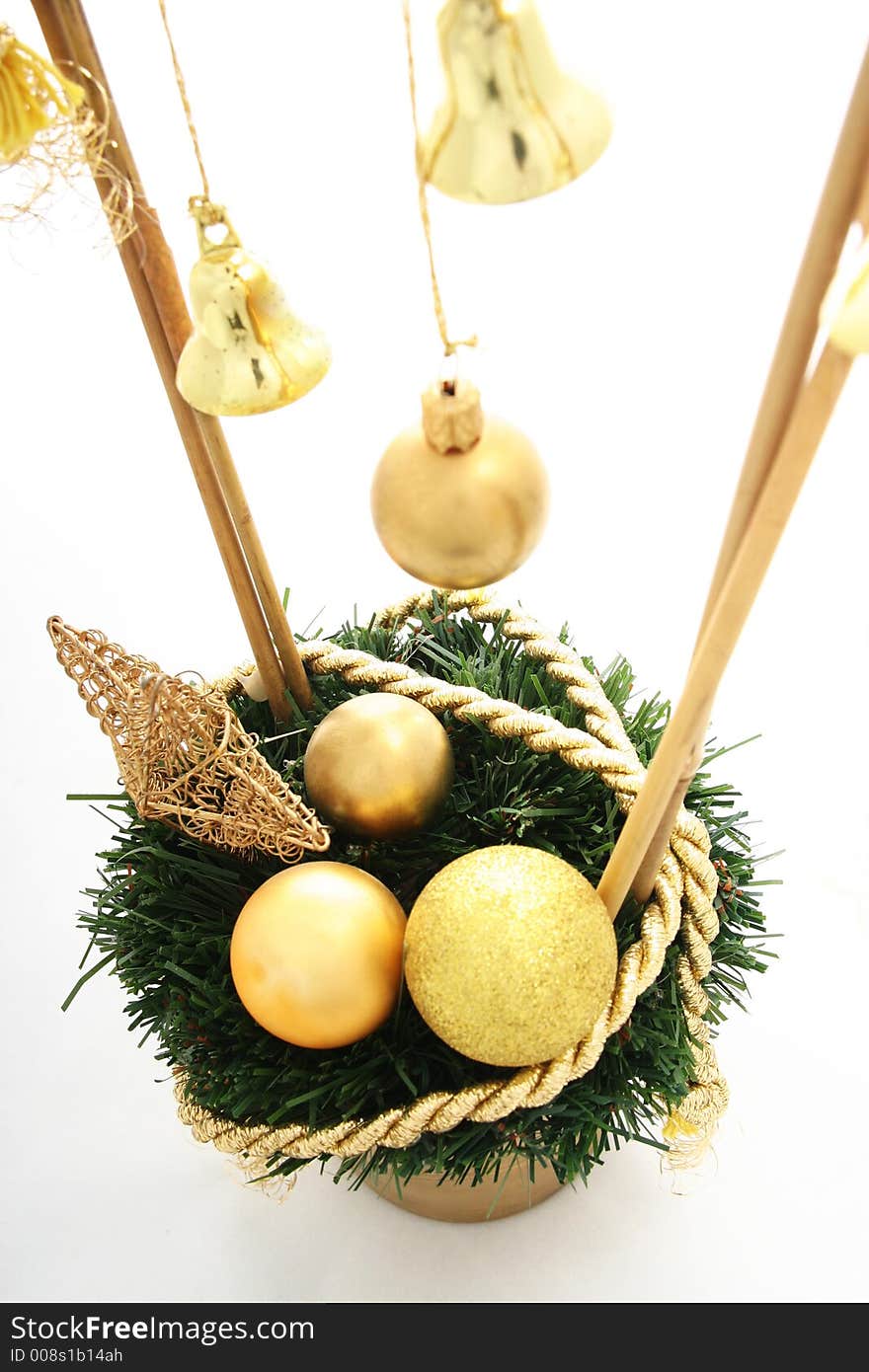 Close-up of christmas ornament with white background