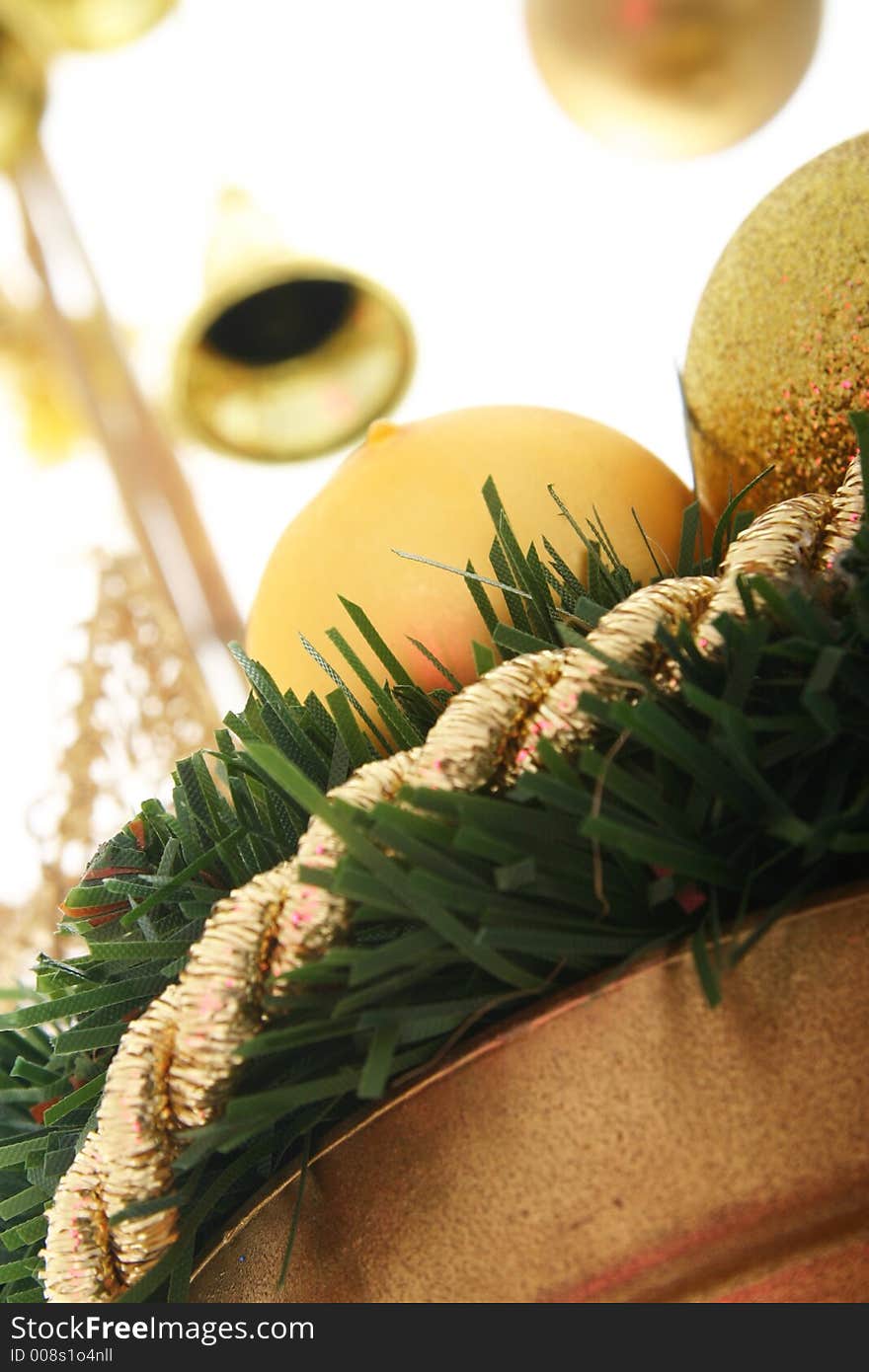 Close-up of christmas ornament with white background