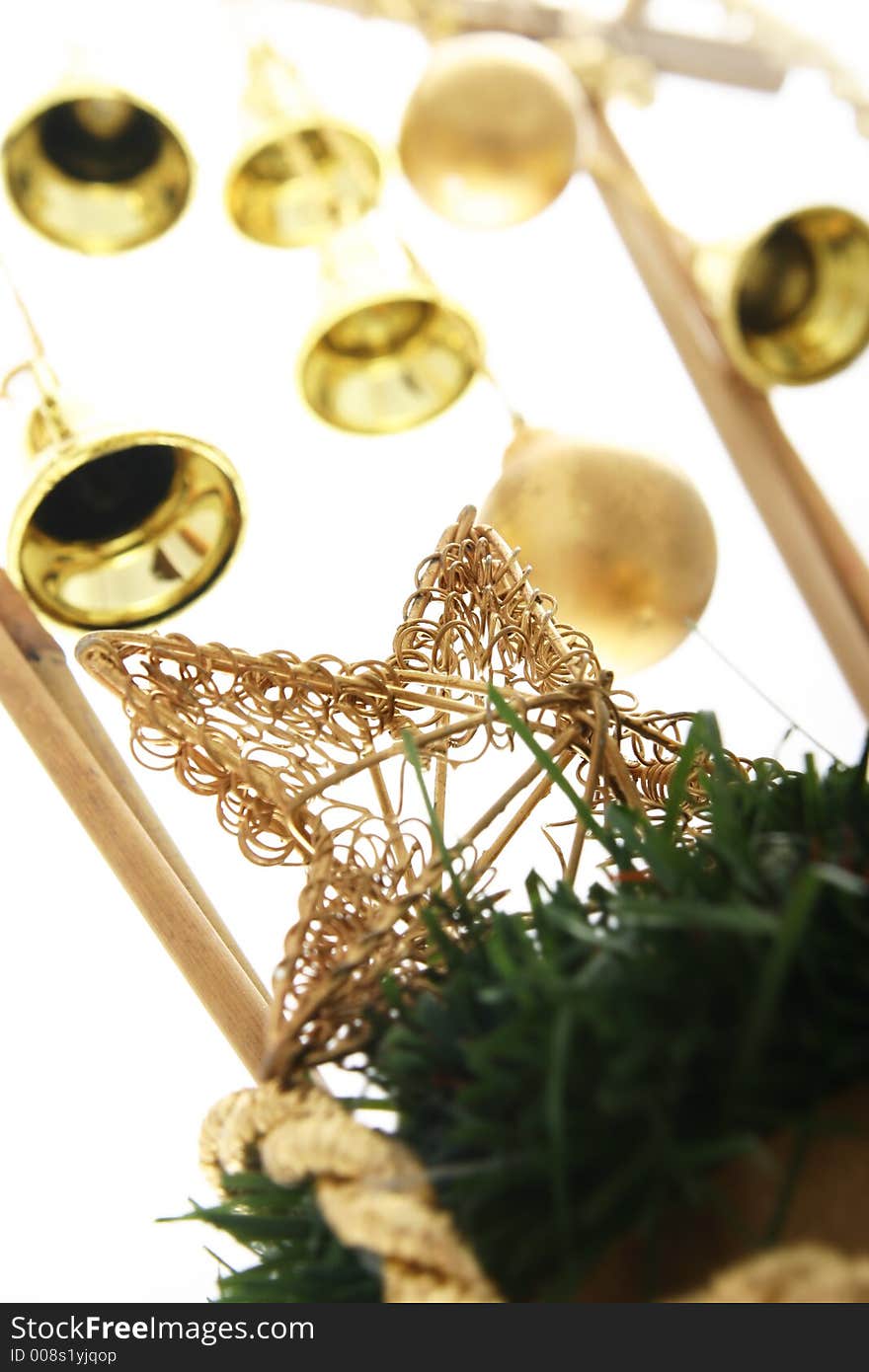 Close-up of christmas ornament with white background