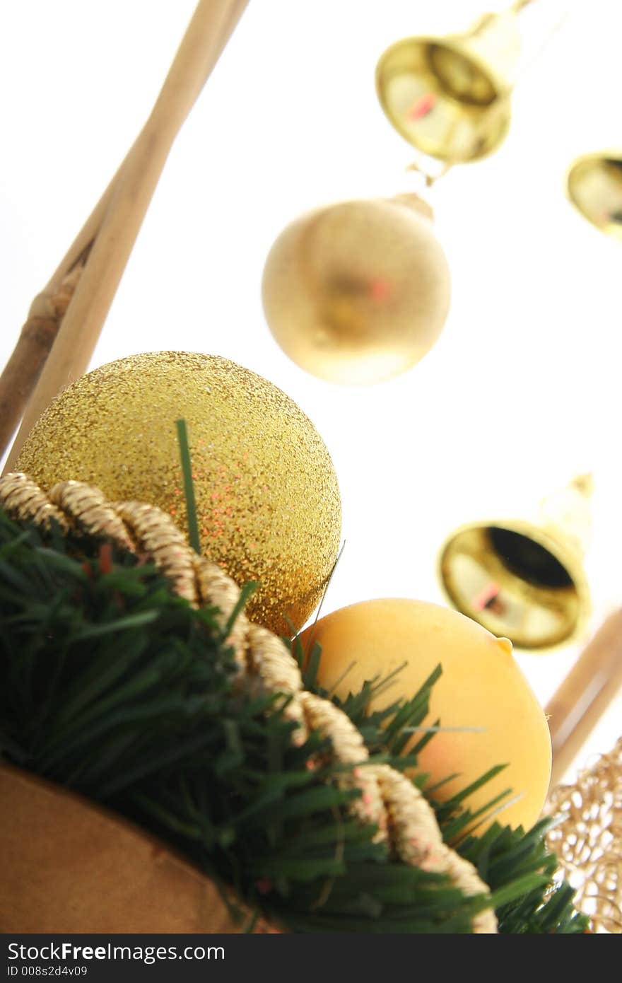 Close-up of christmas ornament with white background