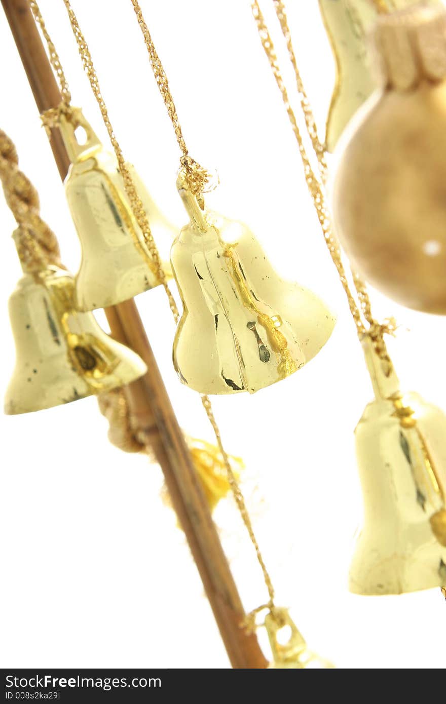 Close-up of christmas ornament with white background