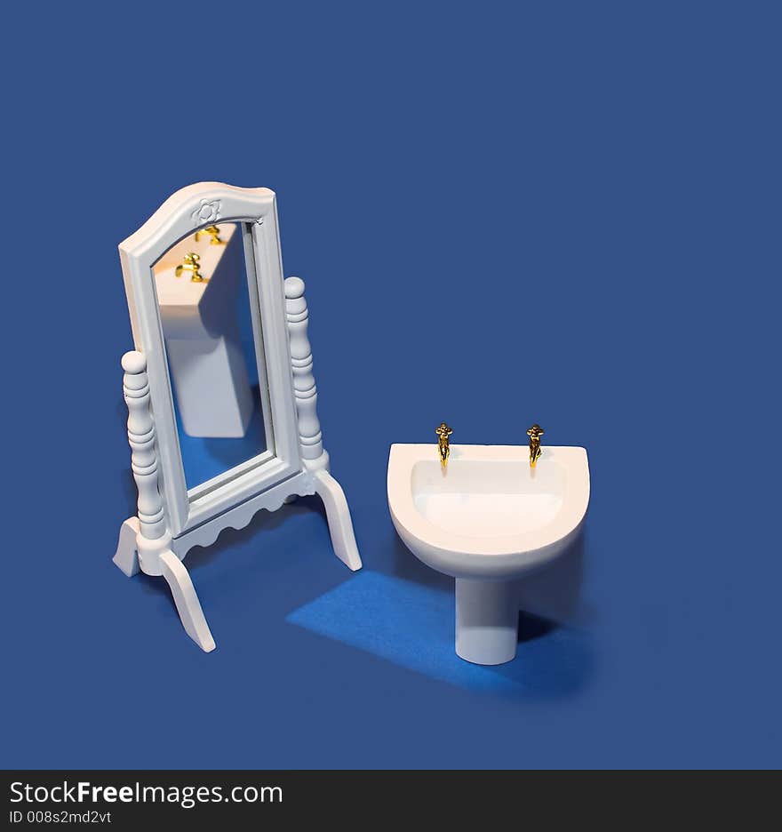 Photo of toilet items in a doll house. Photo of toilet items in a doll house