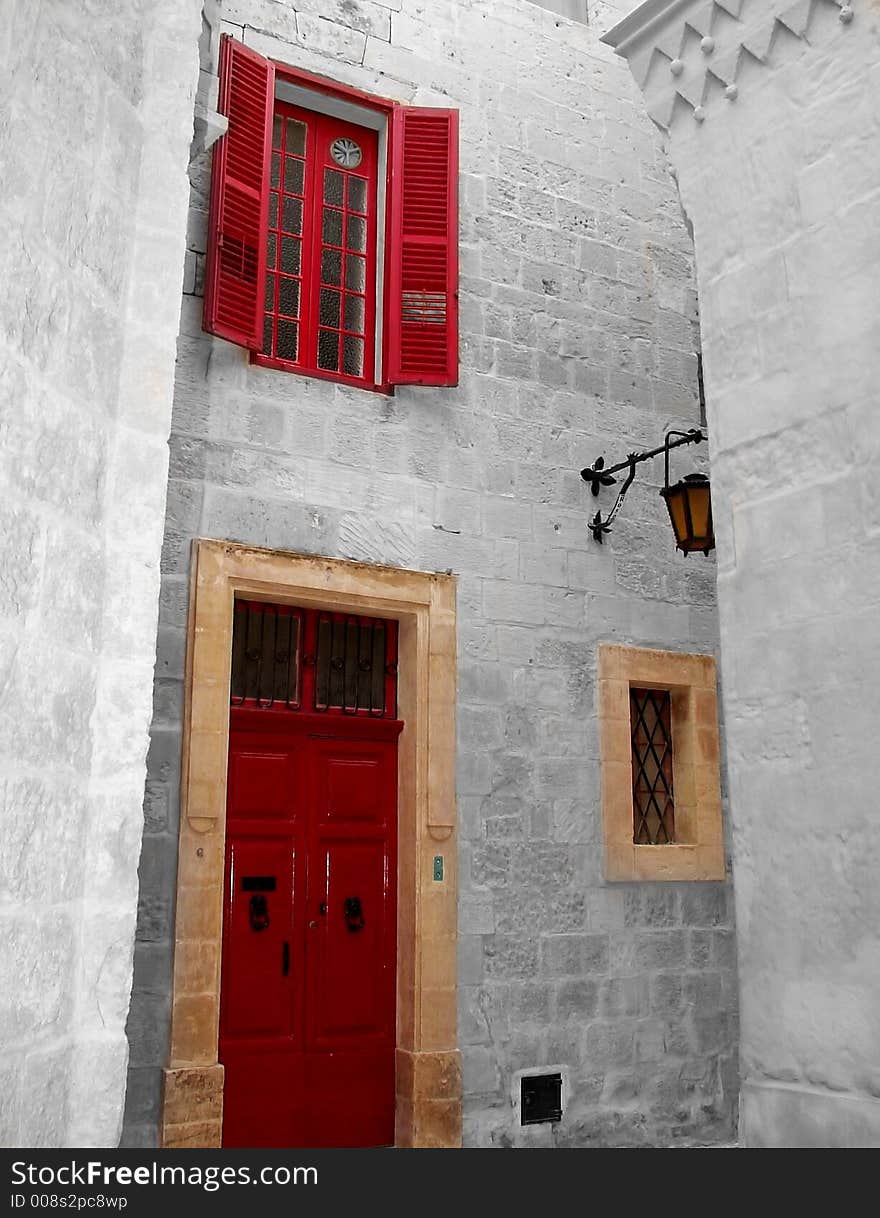 Detail of various buildings in Malta's medieval city of Mdina. Detail of various buildings in Malta's medieval city of Mdina